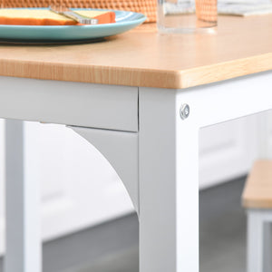 English Elm HOMCOM Compact 3-Piece Square Dining Set with Metal Frame, MDF Top, Space-Saving Cottage Style Seating White W2225P160364