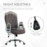 English Elm Vinsetto Home Office Chair, Velvet Computer Chair, Button Tufted Desk Chair With Swivel Wheels, Adjustable Height, and Tilt Function, Dark Gray