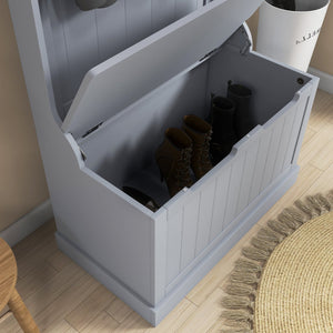English Elm HOMCOM 3-in-1 Entryway Hall Tree Bench with 4 Double Hooks, Shoe Storage & Anti-Tip Design, Gray W2225P160367