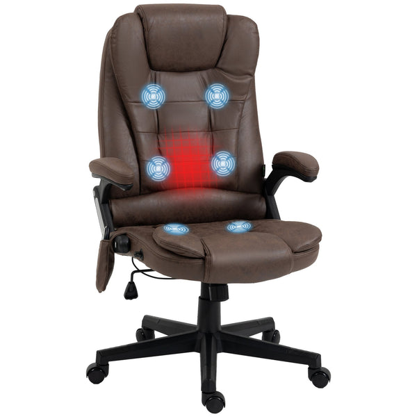 English Elm HOMCOM High-Back Microfiber Massage Office Chair with Heat, 6-Point Vibration, Recline, Remote W2225P160362