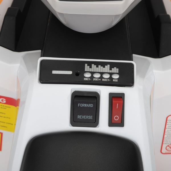 English Elm 6v Kids Ride on Atv Toddler Electric Car with Detachable Trailer and Bluetooth Audio White W2181P160385