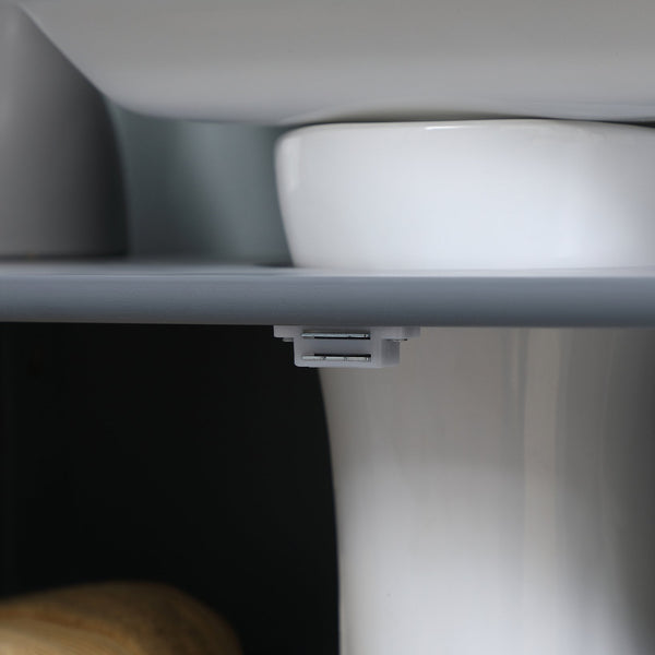 English Elm HOMCOM Pedestal Sink Cabinet Gray for Under Sink Storage with U-Shape Cutout, Adjustable Shelf, 23.5" H W2225P160354