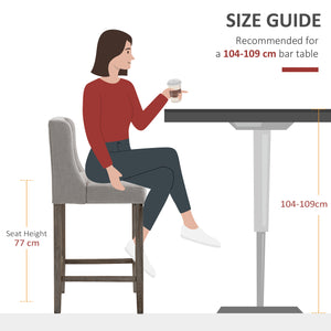 English Elm HOMCOM Tufted Upholstered Bar Stools Set of 2 with Back, High-Density Foam Seats & Rubber Wood Legs, Beige W2225P160371