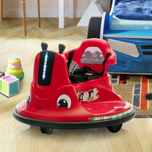 English Elm 12v Snail Electric Bumper Ride on Car with 360 Spin Led Music Parental Remote Ages 3-8 Black+Red W2181P160381