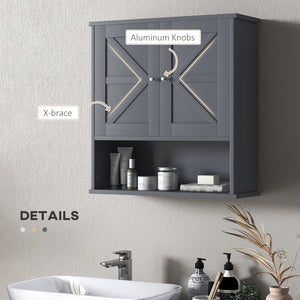 English Elm Kleankin Farmhouse Bathroom Wall Cabinet - Stylish Wall-Mounted Storage With Open & Adjustable Shelves W2225P160350