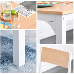 English Elm HOMCOM Compact 3-Piece Square Dining Set with Metal Frame, MDF Top, Space-Saving Cottage Style Seating White W2225P160364