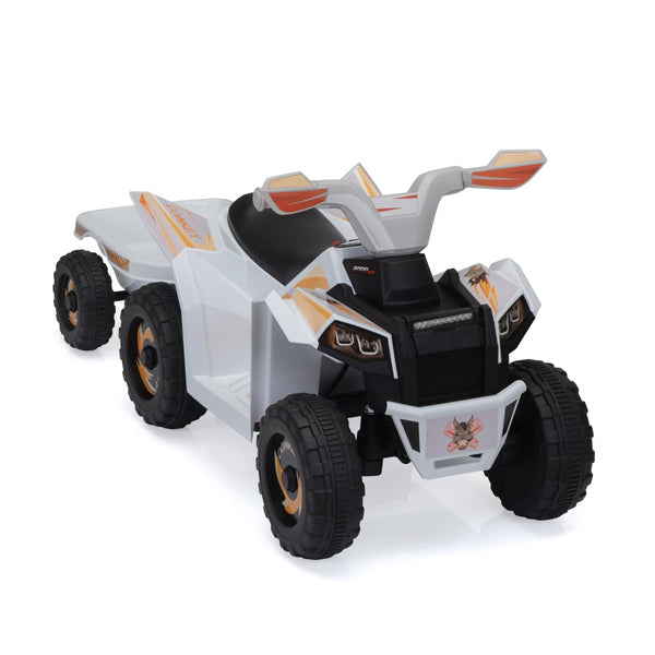English Elm 6v Kids Ride on Atv Toddler Electric Car with Detachable Trailer and Bluetooth Audio White W2181P160385