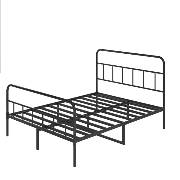 English Elm Queen Metal Platform Bed Frame with Headboard & Footboard, Sturdy Slats, 660 lb Capacity, Black W578P147731