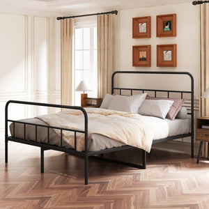English Elm Queen Metal Platform Bed Frame with Headboard & Footboard, Sturdy Slats, 660 lb Capacity, Black W578P147731