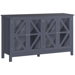 English Elm Homcom Stylish Grey Sideboard Buffet Cabinet With Glass Doors & Adjustable Shelves For Versatile Storage W2225P160361