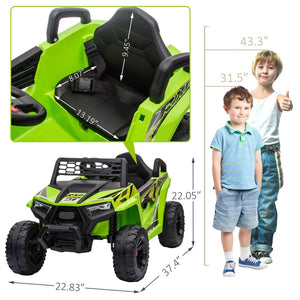English Elm 12v Kids Electric Ride on Utv with Led Lights Horn Safety Belt Forward Reverse Green W2181P160394