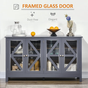 English Elm Homcom Stylish Grey Sideboard Buffet Cabinet With Glass Doors & Adjustable Shelves For Versatile Storage W2225P160361