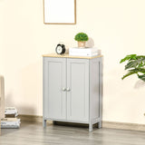 Homcom Double Door Storage Cabinet with 2 Adjustable Shelves, Grey