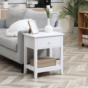 English Elm Homcom Modern 2-Tier End Table With Hidden Drawer & Open Shelf - Versatile Storage For Small Spaces W2225P160366