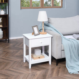 English Elm Homcom Modern 2-Tier End Table With Hidden Drawer & Open Shelf - Versatile Storage For Small Spaces W2225P160366