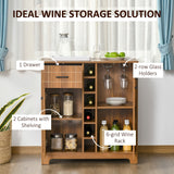 English Elm Homcom Retro Wine Cabinet For 6 Bottles, Wine Rack Sideboard Serving Bar With Glass Holders and 1 Drawer, Brown