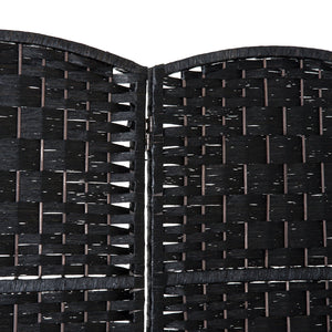 English Elm HOMCOM 6' Tall Wicker Room Divider 4-Panel Privacy Screen with Arched Top Poplar Frame Black W2225P160363