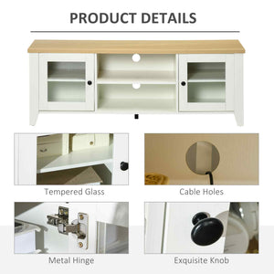 English Elm HOMCOM Farmhouse Modern TV Stand 55" Console with Adjustable Shelves, Cabinets & Cable Management W2225P160348