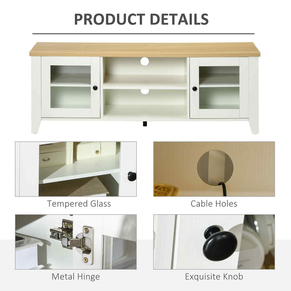 English Elm HOMCOM Farmhouse Modern TV Stand 55" Console with Adjustable Shelves, Cabinets & Cable Management W2225P160348