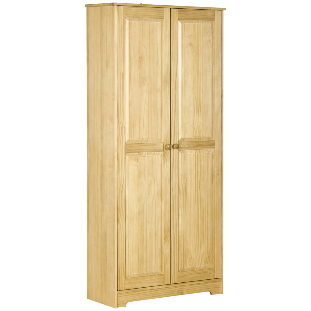 English Elm Homcom 67" Pinewood Pantry Storage Cabinet With Adjustable Shelves, Soft-Close Doors & Safety Features W2225P160422