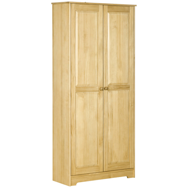English Elm Homcom 67" Pinewood Pantry Storage Cabinet With Adjustable Shelves, Soft-Close Doors & Safety Features W2225P160422