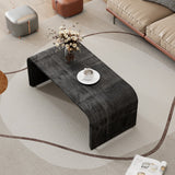 English Elm Trexm Minimalist Coffee Table With Curved Art Deco Design For Living Room Or Dining Room(Antique Black)