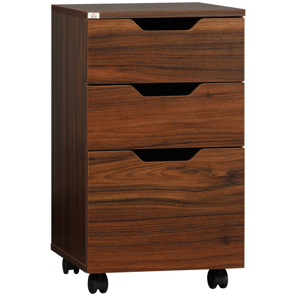 English Elm HOMCOM Mobile 3-Drawer Under-Desk Cabinet with Locking Casters, Compact Rolling Office Storage, Black Wood Grain W2225P160418