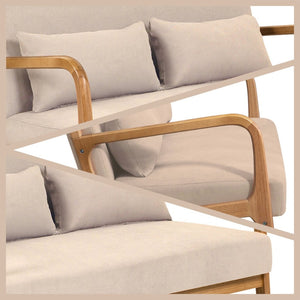 English Elm Leisure Two Seat Linen Sofa with Solid Wood Arms Mid Century Modern Living Room W1955P144546