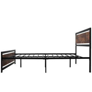 English Elm HOMCOM Queen Platform Bed with Head & Footboard, 880lb Steel Slats, 12.25" Underbed Storage, Brown W2225P160425