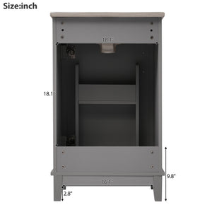 English Elm 20 Inch Modern Small Bathroom Vanity Cabinet with Ceramic Basin, Soft-Close Door & Storage Gray WF318756AAE