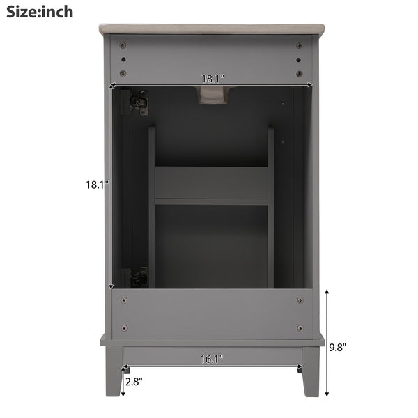 English Elm 20 Inch Modern Small Bathroom Vanity Cabinet with Ceramic Basin, Soft-Close Door & Storage Gray WF318756AAE