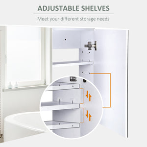 English Elm HOMCOM Modern Double Door Wall Medicine Cabinet Mirror, 31.5"x23.5", White MDF, Quiet Hinges & Ample Storage W2225P160434