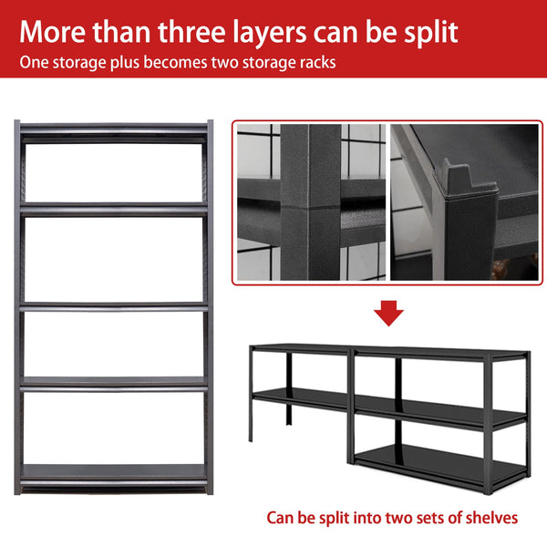 English Elm 72"H Heavy-Duty 5-Tier Metal Shelves - Adjustable Industrial Storage Rack For Garage & Home Use T2398P160411