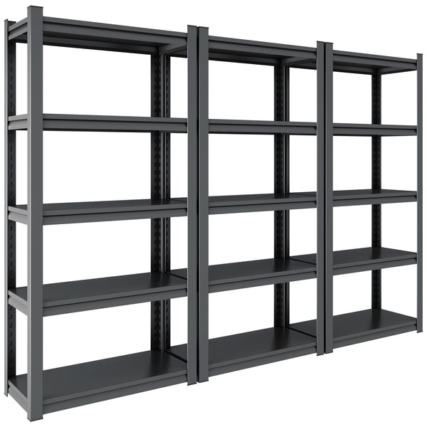 English Elm 72"H Heavy-Duty 5-Tier Metal Shelves - Adjustable Industrial Storage Rack For Garage & Home Use T2398P160411