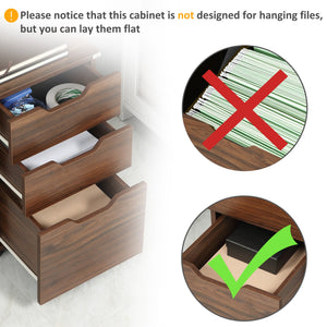 English Elm HOMCOM Mobile 3-Drawer Under-Desk Cabinet with Locking Casters, Compact Rolling Office Storage, Black Wood Grain W2225P160418