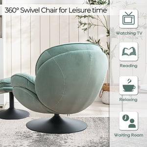 English Elm Swivel Tufted Velvet Accent Chair with Matching Ottoman for Living Room Lounge W1805142163
