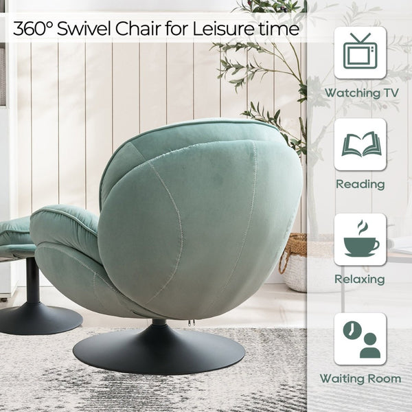 English Elm Swivel Tufted Velvet Accent Chair with Matching Ottoman for Living Room Lounge W1805142163