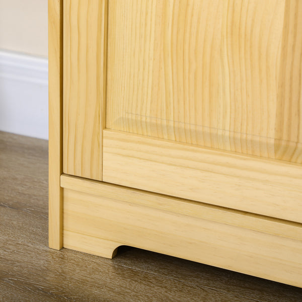 English Elm Homcom 67" Pinewood Pantry Storage Cabinet With Adjustable Shelves, Soft-Close Doors & Safety Features W2225P160422
