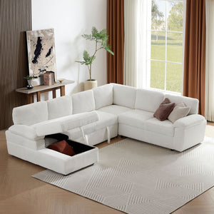 English Elm Oversized Modular Sectional Sofa With Storage Ottoman | L/U Shaped Corduroy Sleeper Couch, Comfort & Style W876S00234-GIGA