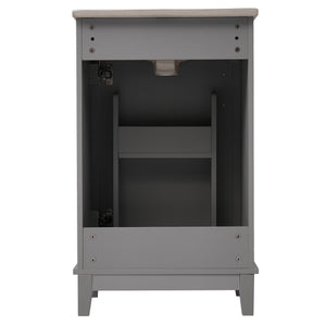English Elm 20 Inch Modern Small Bathroom Vanity Cabinet with Ceramic Basin, Soft-Close Door & Storage Gray WF318756AAE