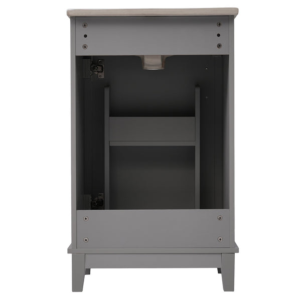 English Elm 20 Inch Modern Small Bathroom Vanity Cabinet with Ceramic Basin, Soft-Close Door & Storage Gray WF318756AAE