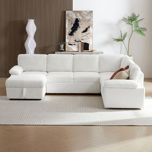 English Elm Oversized Modular Sectional Sofa With Storage Ottoman | L/U Shaped Corduroy Sleeper Couch, Comfort & Style W876S00234-GIGA