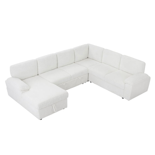 English Elm Oversized Modular Sectional Sofa With Storage Ottoman | L/U Shaped Corduroy Sleeper Couch, Comfort & Style W876S00234-GIGA