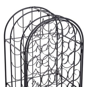English Elm Homcom Wrought Iron Floor Wine Rack with Scrollwork Door Holds 35 Bottles W2225P160427