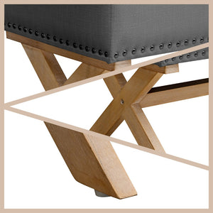 English Elm 35 Inch Linen Button Tufted Storage Ottoman Bench for Bedroom or Living Room W1955P144006