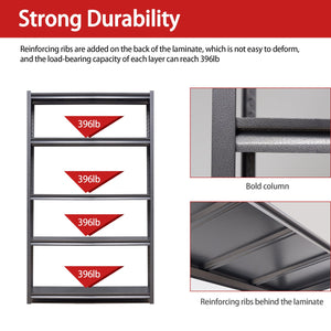 English Elm 72"H Heavy-Duty 5-Tier Metal Shelves - Adjustable Industrial Storage Rack For Garage & Home Use T2398P160411