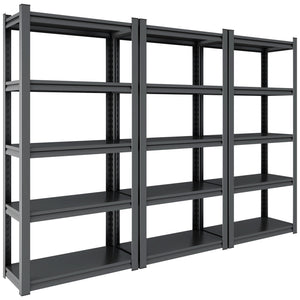 English Elm 78"H Heavy Duty 5-Tier Metal Shelving Unit, 2000LB Capacity, Adjustable DIY Garage/Storage Rack, Quick-Assembly Black/Grey T2398P160410