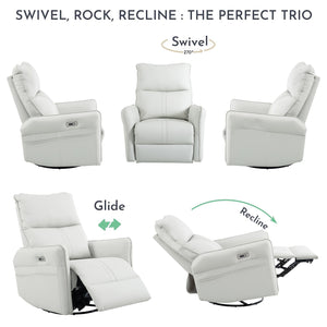 English Elm 270° Power Swivel Rocker Recliner Chair - Pu Leather Electric Glider With Usb Ports For Comfort W1028S00026
