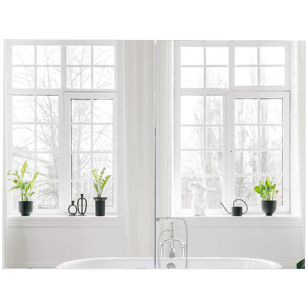 English Elm HOMCOM Modern Double Door Wall Medicine Cabinet Mirror, 31.5"x23.5", White MDF, Quiet Hinges & Ample Storage W2225P160434