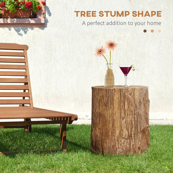 English Elm HOMCOM Rustic Tree Stump Stool Concrete Side Table with Realistic Wood Grain Finish, 198lb Capacity W2225P160436